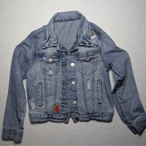 Imperial Star Denim Jacket w Patches Light Wash Size Medium